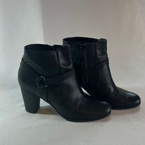 Cole Haan Black Leather Ankle Booties with Block Heel